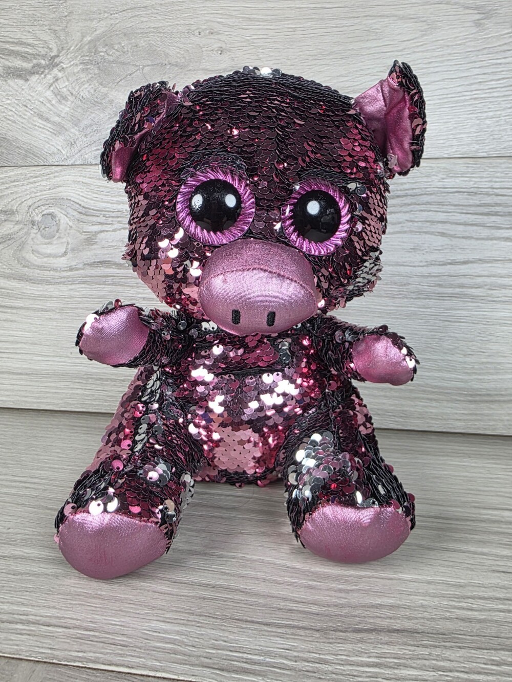 Bling Pig Sequencing Two Tone Plush Pink Silver Stuffed Animal 6" SU10